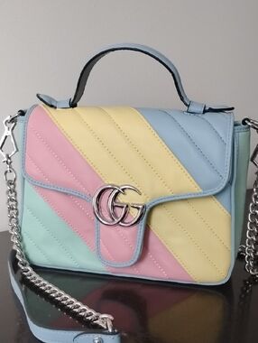 Pastel Gucci  Style Marmot Quilted Shoulder Bag with Double G Accent